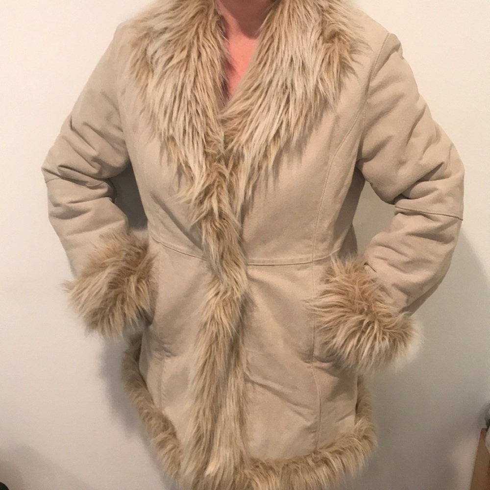 Cream Wilson’s coat 100% leather shell